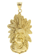 Mens Gold Plated Chief Head Pendant | 26.6 Grams
