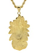 Mens Gold Plated Rope Chain & Chief Head Pendant | Appx. 34.6 Grams