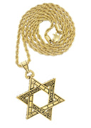 Mens Gold Plated Rope Chain & Star of David Pendant | Appx. 23 Grams