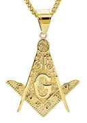 Mens Gold Plated Franco Chain & Freemason Pendant | Appx. 17.5 Grams