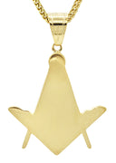 Mens Gold Plated Franco Chain & Freemason Pendant | Appx. 17.5 Grams