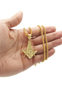 Mens Gold Plated Franco Chain & Freemason Pendant | Appx. 17.5 Grams