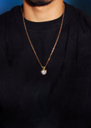 Mens Gold Plated Rope Chain & Cubic Zirconia Pendant | Appx. 19 Grams