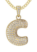 10K Yellow Gold Bubble Letter "C" CZ Necklace | Appx. 13.1 Grams