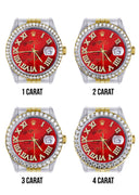 New Style | Hidden Clasp | Gold & Steel Rolex Datejust Watch | 36Mm | Diamond Red Roman Dial | Jubilee Band