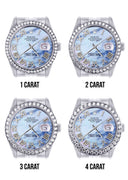 New Style | Hidden Clasp | Diamond Rolex Datejust Watch | 36Mm | Blue Mother Of Pearl Roman Numeral Dial | Jubilee Band