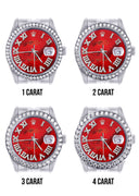 New Style | Hidden Clasp | Diamond Rolex Datejust Watch | 36Mm | Diamond Red Mother Of Pearl Roman Numeral Dial | Jubilee Band