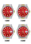 New Style | Hidden Clasp | Gold & Steel Rolex Datejust Watch | 36Mm | Diamond Red Mother Of Pearl Dial | Jubilee Band