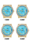 Rolex Day-Date | Presidential | 18K Yellow Gold | Diamond Bezel | Light Blue Diamond Roman DIal