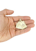 10K Yellow Gold Rope Chain & Cz Playing Cards Pendant | Appx. 17.3 Grams