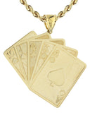 10K Yellow Gold Rope Chain & Playing Cards Pendant | Appx. 24.7 Grams