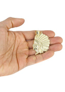 10K Yellow Gold Rope Chain & Gold Chief Head Pendant | Appx. 17.8 Grams