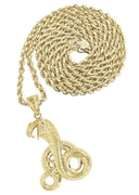 10K Yellow Gold Rope Chain & Gold Cobra Pendant | Appx. 18.1 Grams