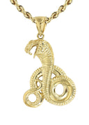 10K Yellow Gold Rope Chain & Gold Cobra Pendant | Appx. 18.1 Grams