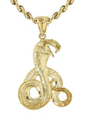 10K Yellow Gold Rope Chain & Gold Cobra Pendant | Appx. 18.1 Grams