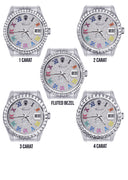 Diamond Mens Rolex Datejust Watch 16200  | 36MM | Full Diamond Color Roman Dial | Jubilee Band