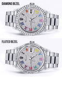 Diamond Mens Rolex Datejust Watch 16200  | 36MM | Full Diamond Color Roman Dial | Oyster Band