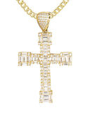 10K Yellow Gold Franco Chain & Cz Gold Cross 2 Necklace | Appx. 14.7 Grams