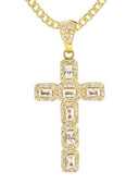 10K Yellow Gold Franco Chain & Cz Gold Cross 3 Necklace | Appx. 14.7 Grams