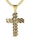 10K Yellow Gold Franco Chain & Cz Gold Cross 4 Necklace | Appx. 14.7 Grams