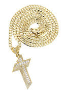 10K Yellow Gold Franco Chain & Cz Gold Cross Necklace | Appx. 14.7 Grams