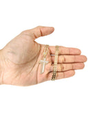 10K Yellow Gold Franco Chain & Cz Gold Cross Necklace | Appx. 14.7 Grams