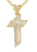 10K Yellow Gold Franco Chain & Cz Gold Cross Necklace | Appx. 14.7 Grams