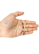 10K Yellow Gold Franco Chain & Cz Gold Cross 2 Necklace | Appx. 14.7 Grams