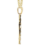 10K Yellow Gold Franco Chain & Cz Gold Cross 2 Necklace | Appx. 14.7 Grams