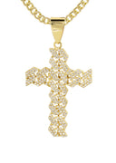 10K Yellow Gold Franco Chain & Cz Gold Cross 4 Necklace | Appx. 14.7 Grams