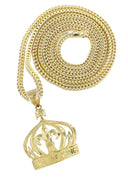 10K Yellow Gold Franco Chain & Gold Crown Pendant | Appx. 20.2 Grams
