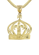10K Yellow Gold Franco Chain & Gold Crown Pendant | Appx. 20.2 Grams