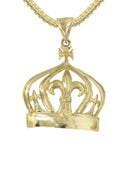 10K Yellow Gold Franco Chain & Gold Crown Pendant | Appx. 20.2 Grams
