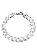 Solid Mens Cuban Link Bracelet 10K White Gold