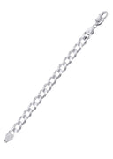 Solid Mens Cuban Link Bracelet 10K White Gold