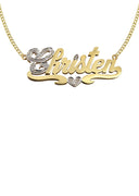 14K Ladies Two Tone Name Plate Necklace | Appx. 10.2 Grams