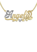 14K Ladies Two Tone Name Plate Necklace | Appx. 6.9 Grams