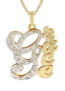 14K Ladies Two Tone with Diamonds Name Plate Necklace | Appx. 11.3 Grams