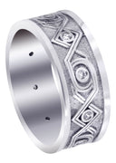 Unique Mens Wedding Band | 0.15 Carats | Sand Blast / High Polish Finish (Finley)