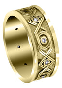 Yellow Gold Unique Mens Wedding Band | 0.15 Carats | Sand Blast / High Polish Finish (Finley)