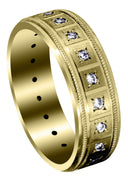 Yellow Gold Classic Diamond Mens Wedding Band | 0.4 Carats (River)