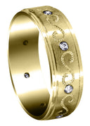 Yellow Gold Diamond Mens Wedding Band | 0.16 Carats | Satin Finish (Quinn)