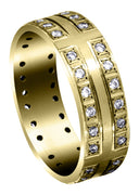 Yellow Gold Diamond Mens Engagement Ring | 0.72 Carats | Satin Finish (Atticus)
