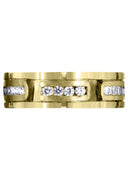 Yellow Gold Diamond Mens Wedding Band | 0.36 Carats | Satin Finish (Gregory)