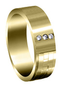 Yellow Gold Diamond Mens Wedding Band | 0.06 Carats | Satin Finish (Lane)
