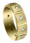 Yellow Gold Diamond Mens Wedding Band | 0.5 Carats | Diamond Cut Finish (Ronan)