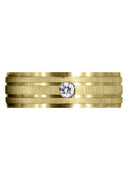 Yellow Gold Diamond Mens Engagement Ring | 0.12 Carats | Cross Satin Finish (Kyler)