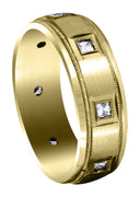 Yellow Gold Diamond Mens Wedding Band | 0.4 Carats | Satin Finish (Cesar)