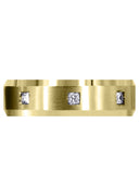 Yellow Gold Diamond Mens Wedding Band | 0.15 Carats | Satin Finish (Ricardo)