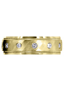 Yellow Gold Diamond Mens Wedding Band | 0.36 Carats | Satin Finish (Desmond)